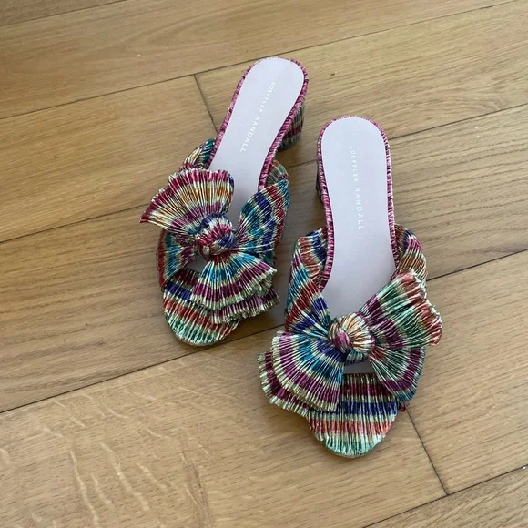 NWOT Loeffler Randall Multicolor Bow Mules 8 - Picture 8 of 9